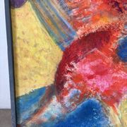 Abstrait - Le Samouraï, huile sur panneau de bois signé 1989