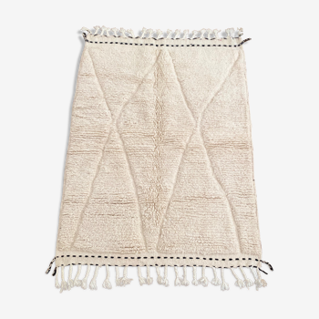 Tapis berbère beni ouarain losanges blanc trame blanche