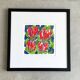 Cheerful silkscreen "red tulips" by Ad van Hassel, Dutch art