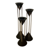 Trio of vintage black candlesticks