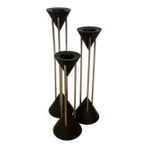 Vintage black candlestick trio
