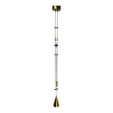 Patinated brass diabolo counterweight pendant lamp by SIsche, Germany