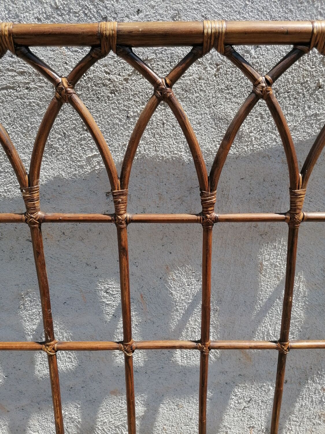 Headboard rattan 2 places vintage 154 x 106 cm.