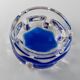 Cendrier en verre de Murano vintage : verre clair avec une bulle bleu cobalt, design italien des années 50.