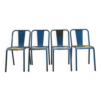 Set of 4 Tolix T4 chairs, circa 1950.