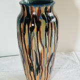 Multi-colored dropper vase, signed NB 2004, 34 cm high.