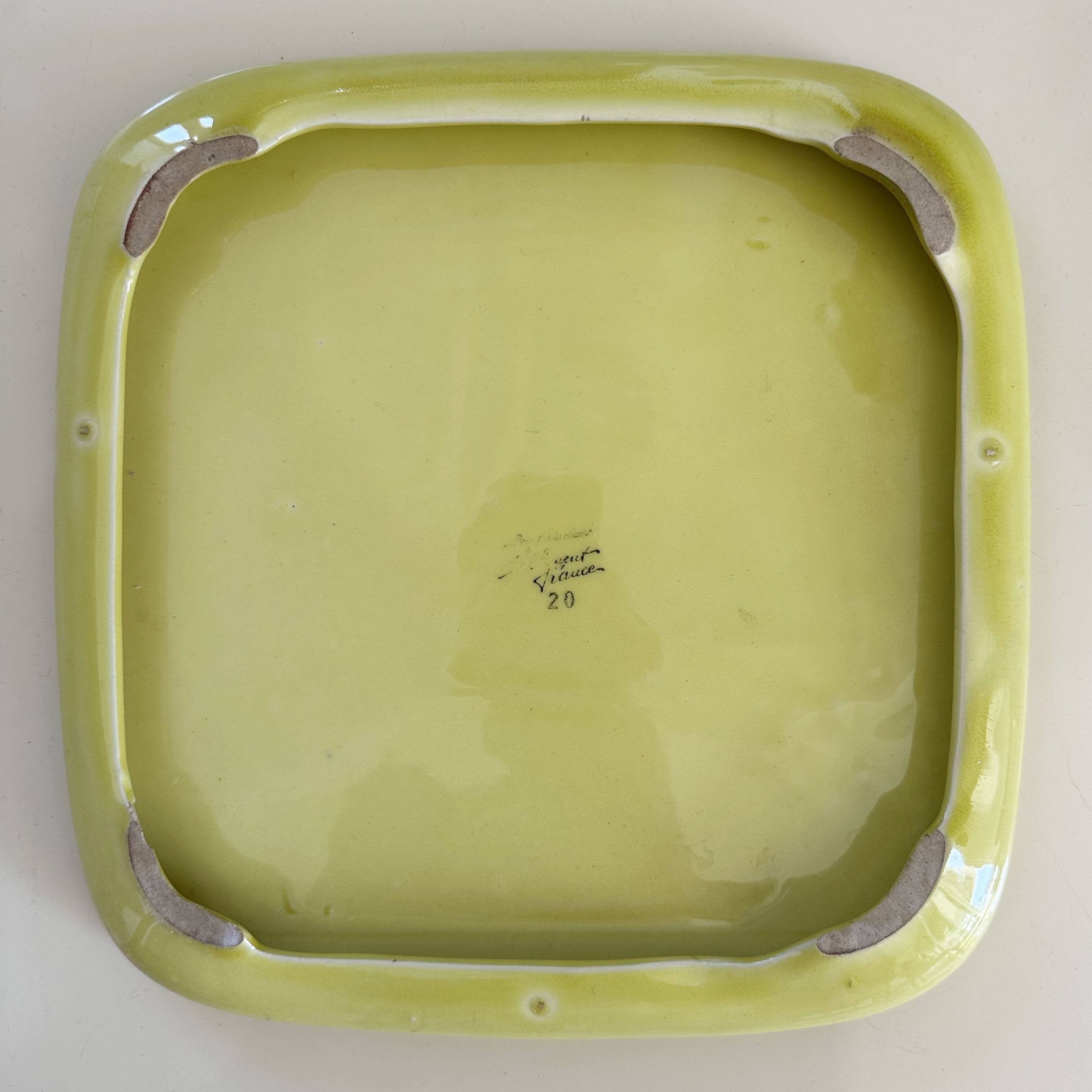 Dessous de plat vintage Saint Clément | Années 60 | Peint à la main | Vert