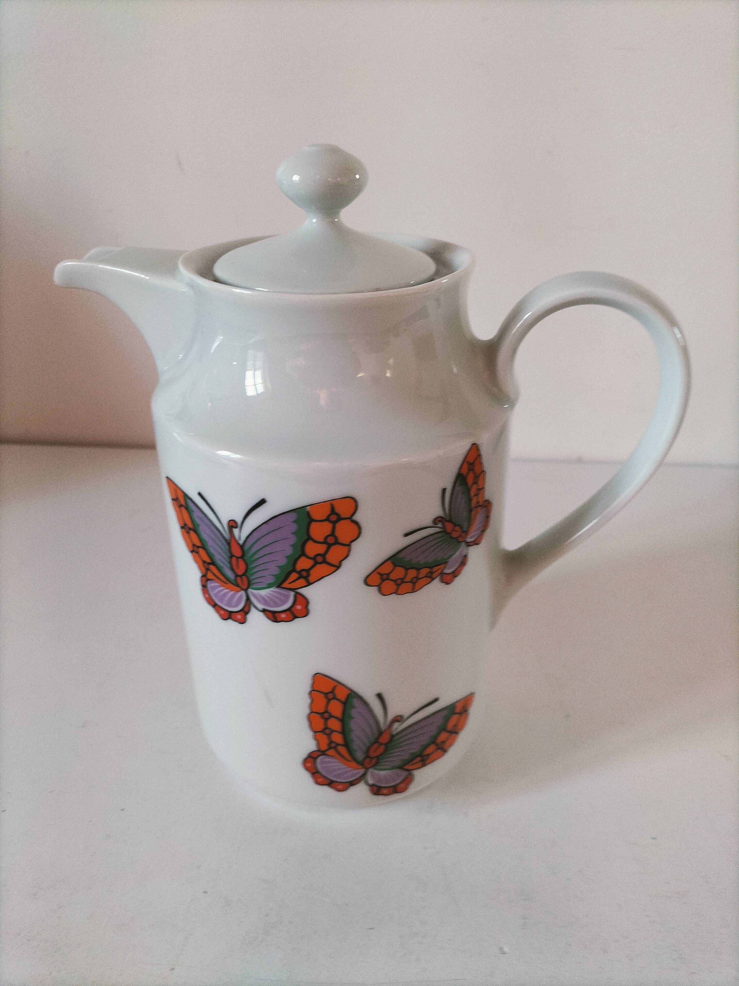 Vintage Wunsiedel Bavaria Porcelain coffee pot – butterfly motifs