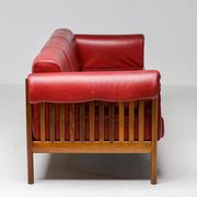 Johannes Andersen modern mid-century Danish canapé in rosewood and burgundy leather