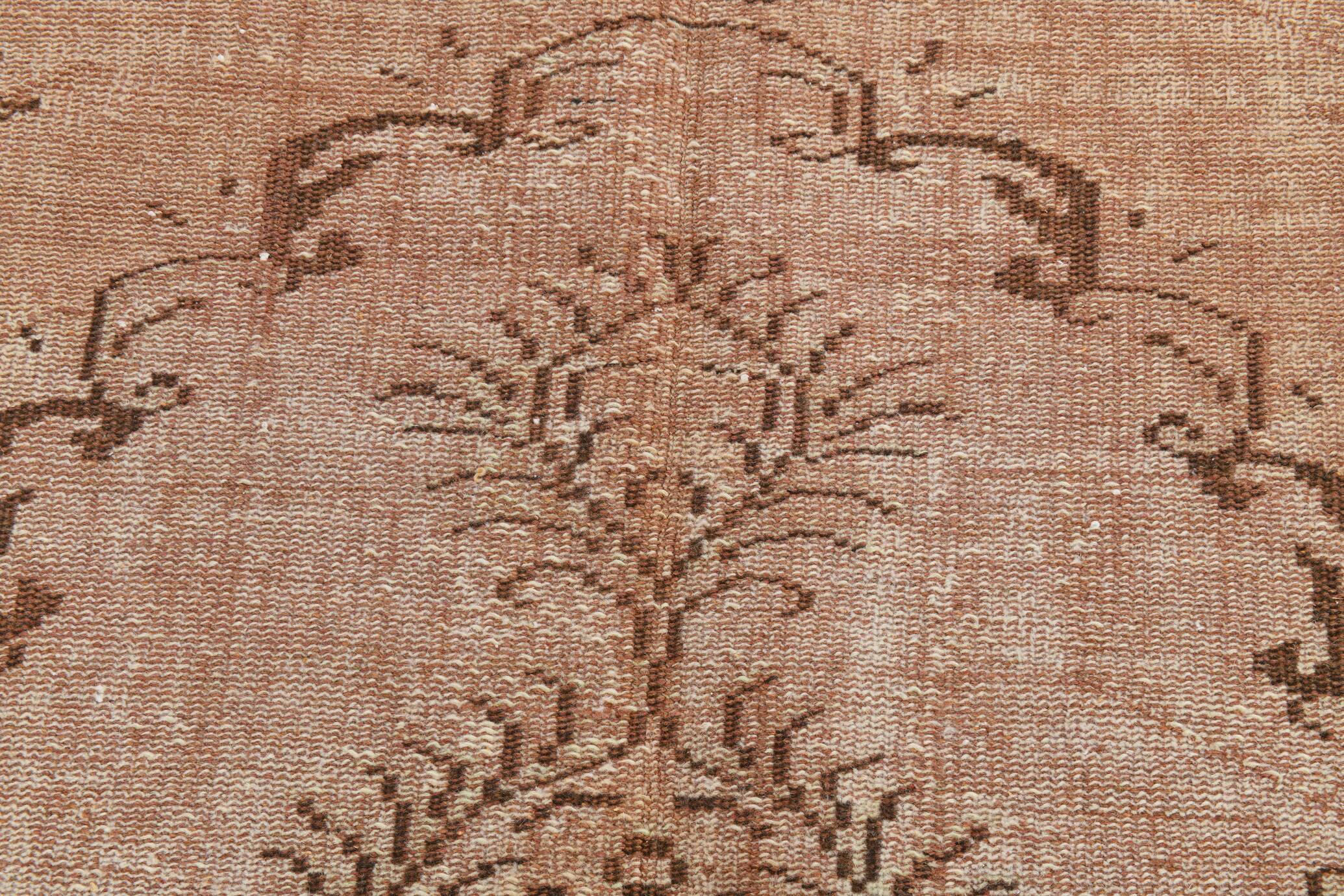 5x9 hand knotted brown vintage tapis rug, 276x160cm