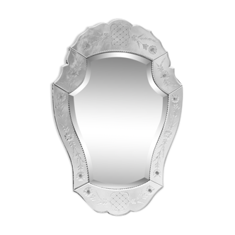 Miroir vénitien trianon motifs floraux 77 cm vintage