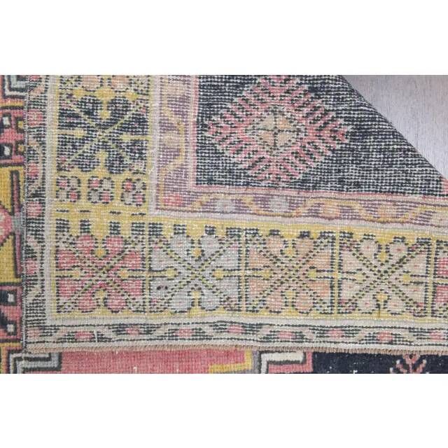 1970s Turkish Oushak Handmade Wool Cotton Pink Area Rug 114x212