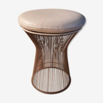 Tabouret Warren Platner pour Knoll en cuir blanc