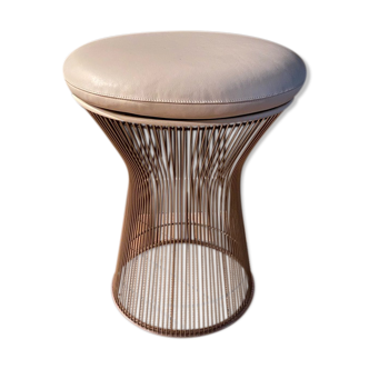 Tabouret Warren Platner pour Knoll en cuir blanc