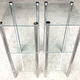 2 vintage 1980 rectangular sofa ends 3 translucent trays round tube