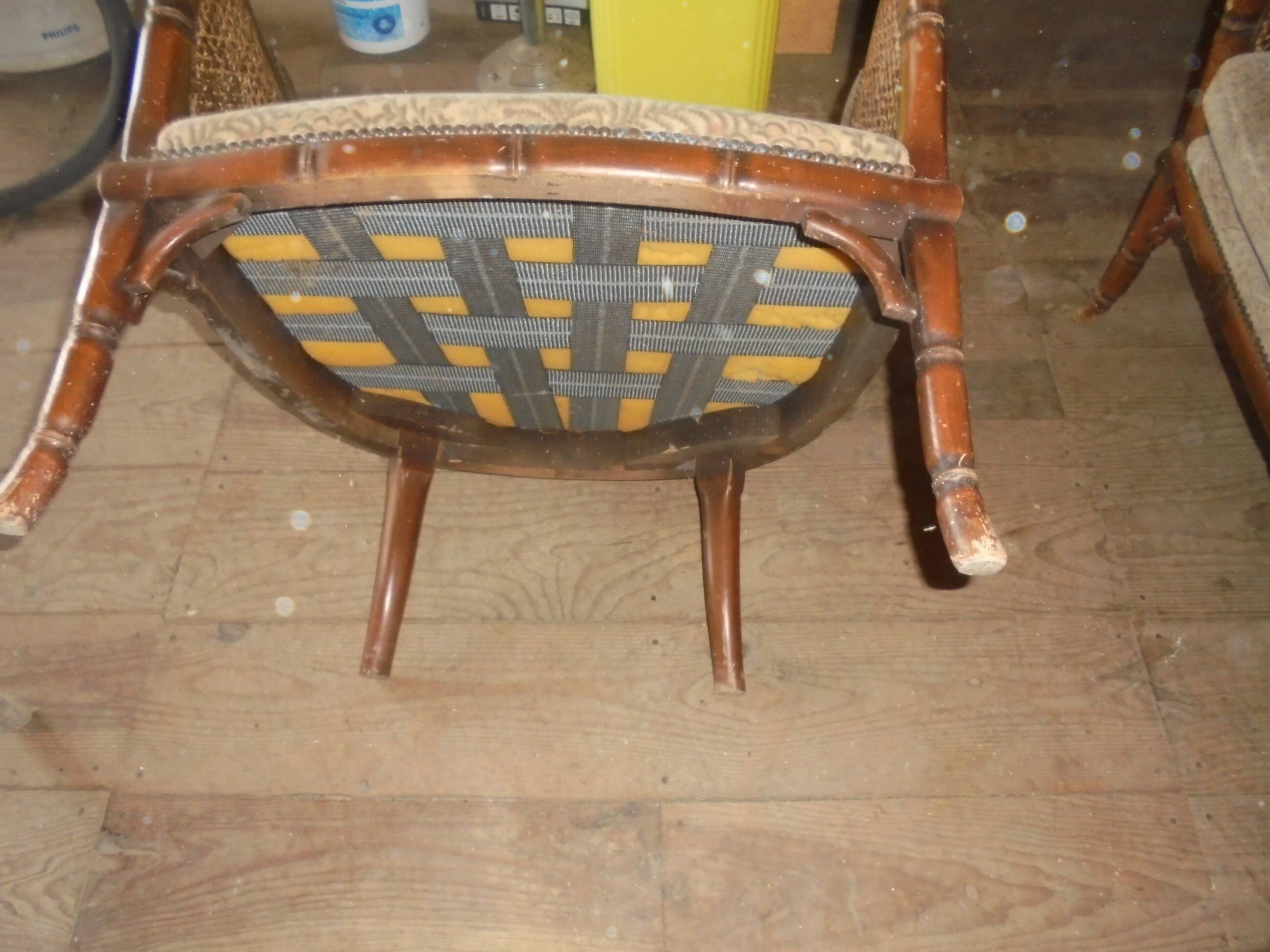 Rattan cane sofa and armchair circa 1970