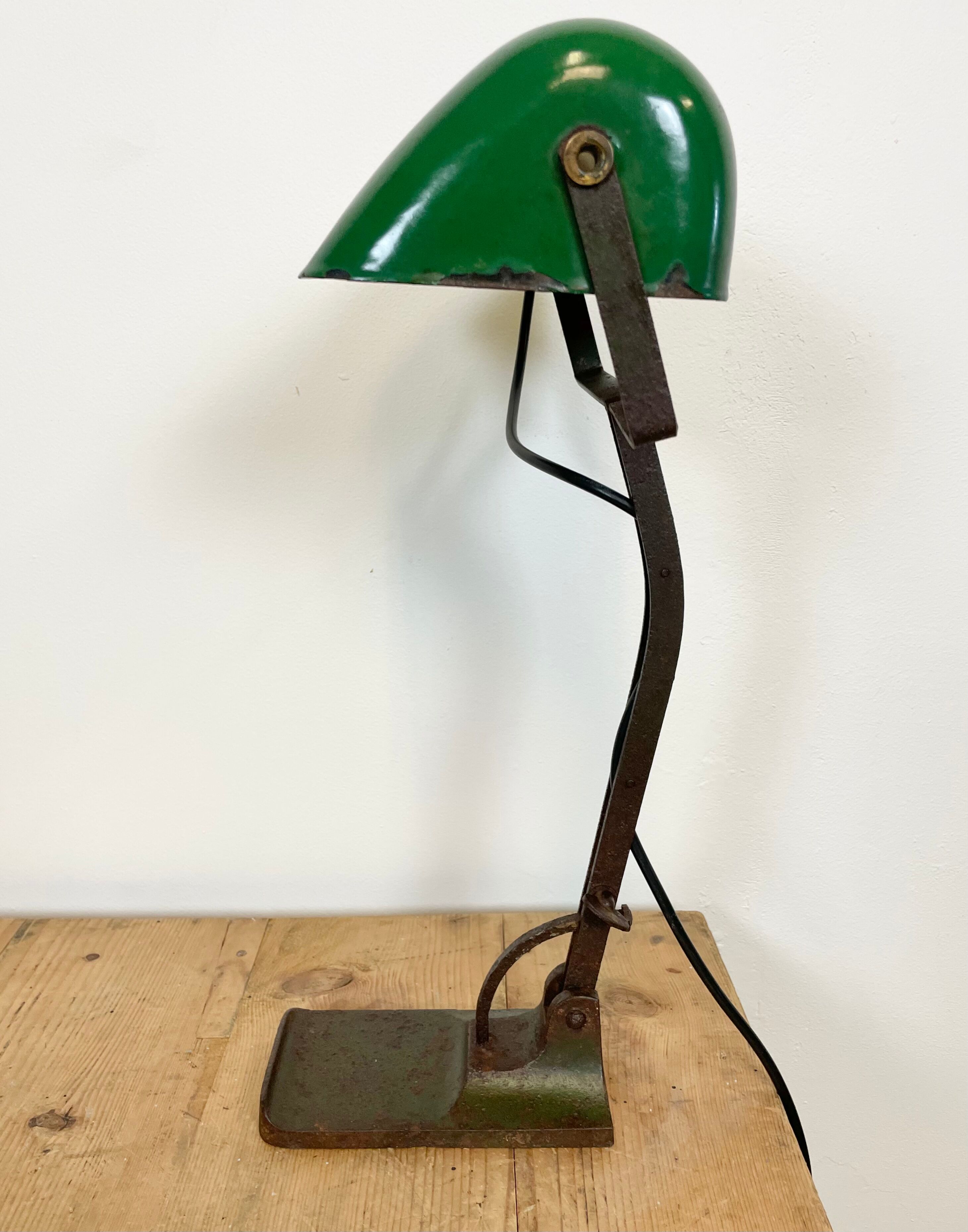Vintage green enamel bank lamp from Astral, 1930s