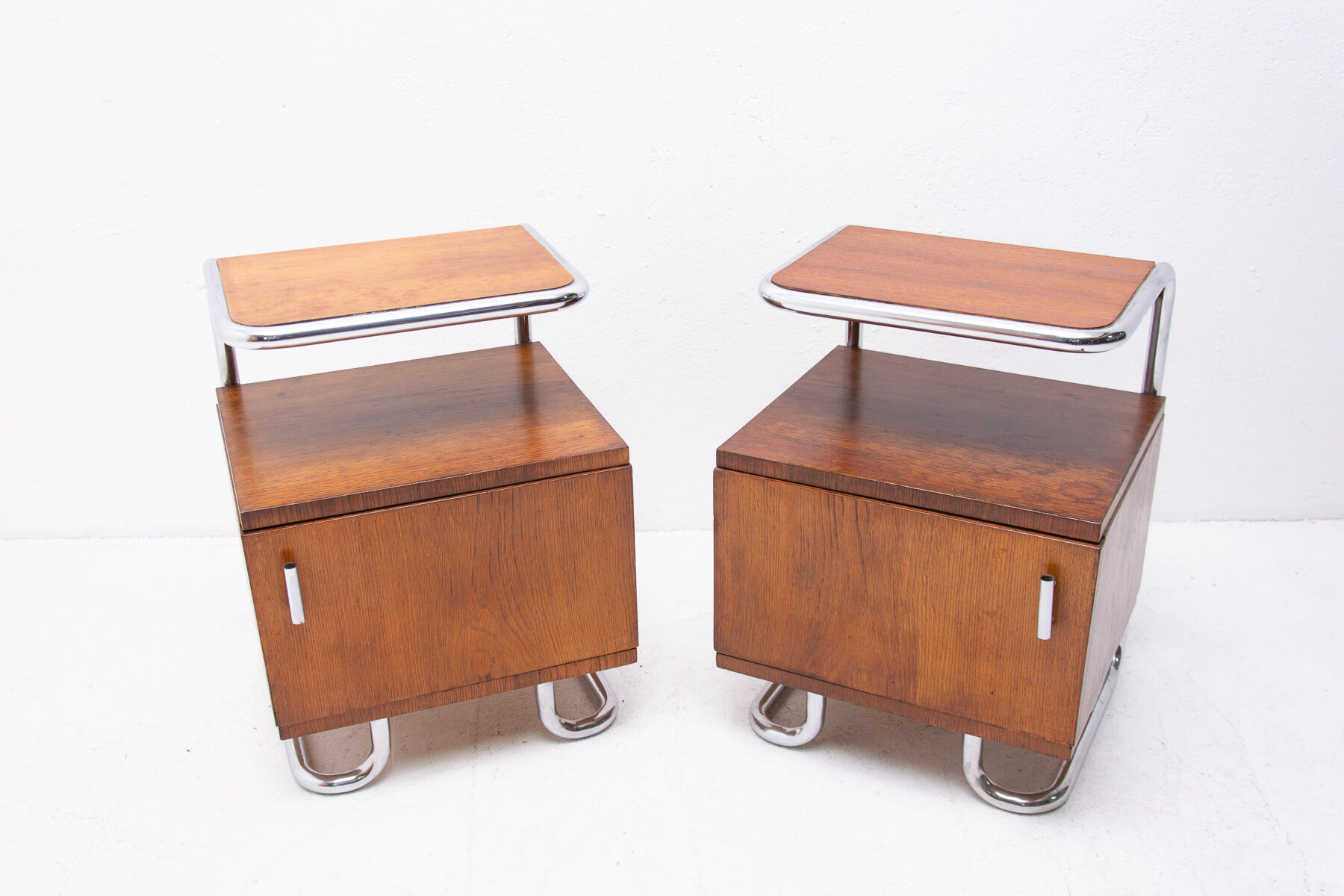 Pair of functionalist chromed night stands by Kovona, 1950’s, Czechoslovakia