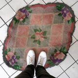 Tapis vintage fait main American Hooked 90cm x 115cm - 1C992