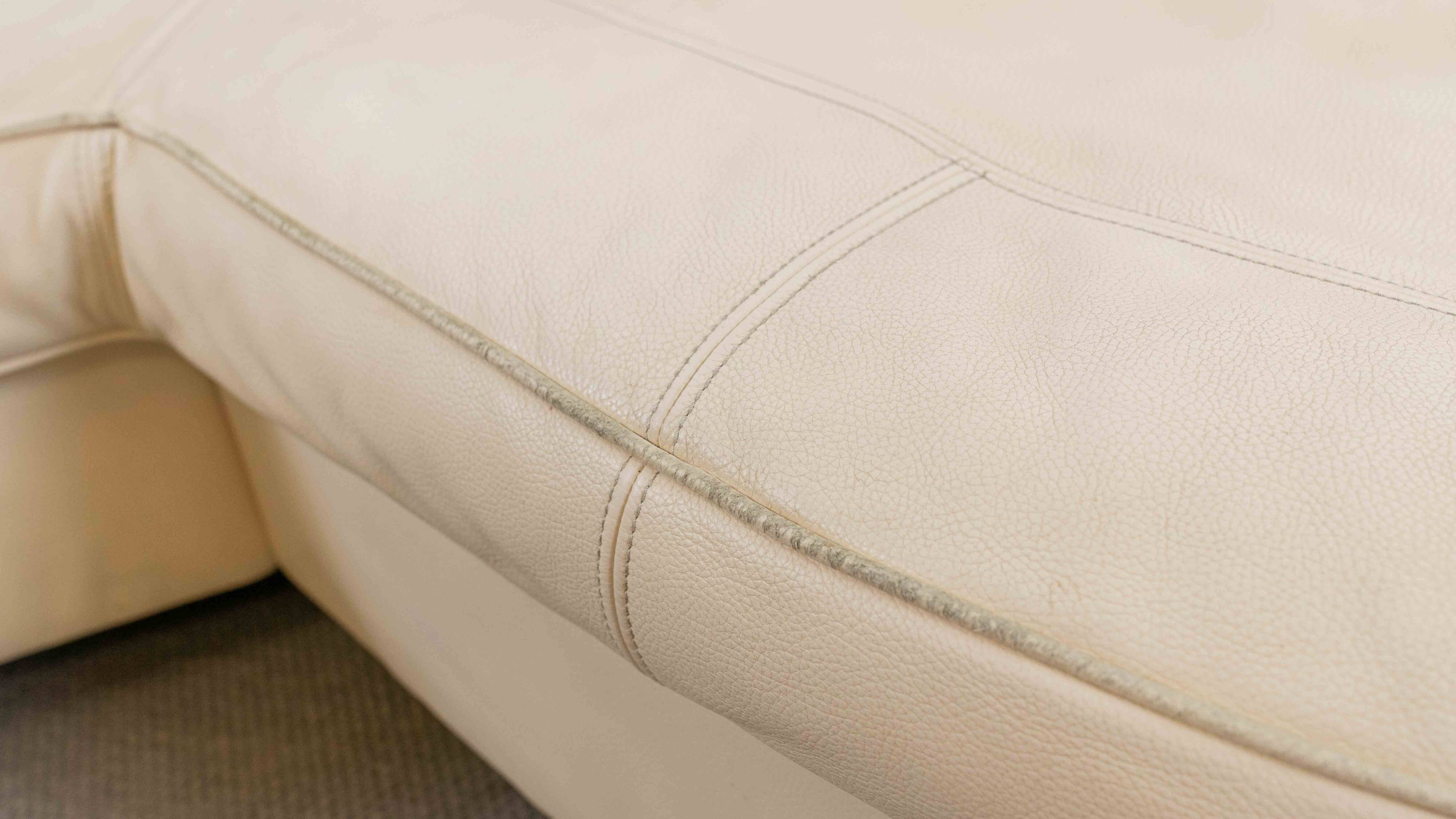 BRETZ Eves Island Creme, 4-Seater Sofa in Leather