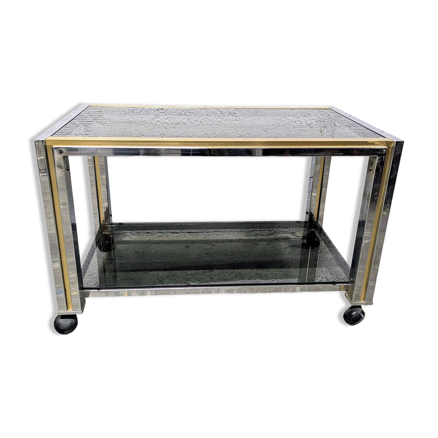 Vintage coffee table on wheels