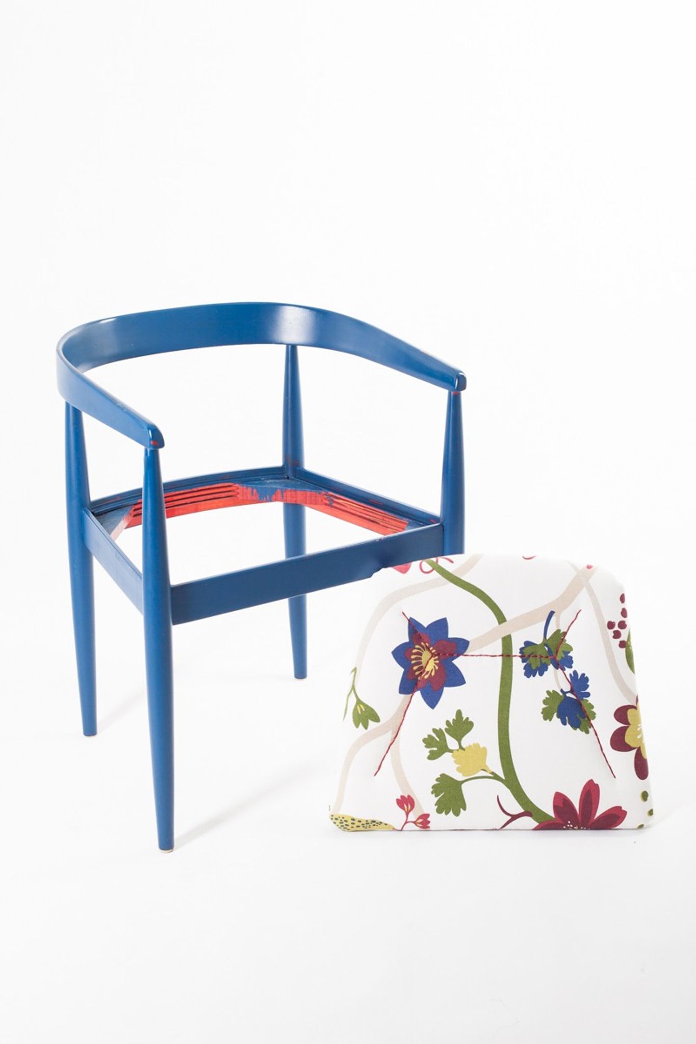 Vintage Flower Fabric & Blue Beech Armchair
