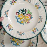 Set of 6 large flat plates Longwy Vieux Rouen vintage