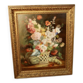 Huile sur toile fruits et fleurs