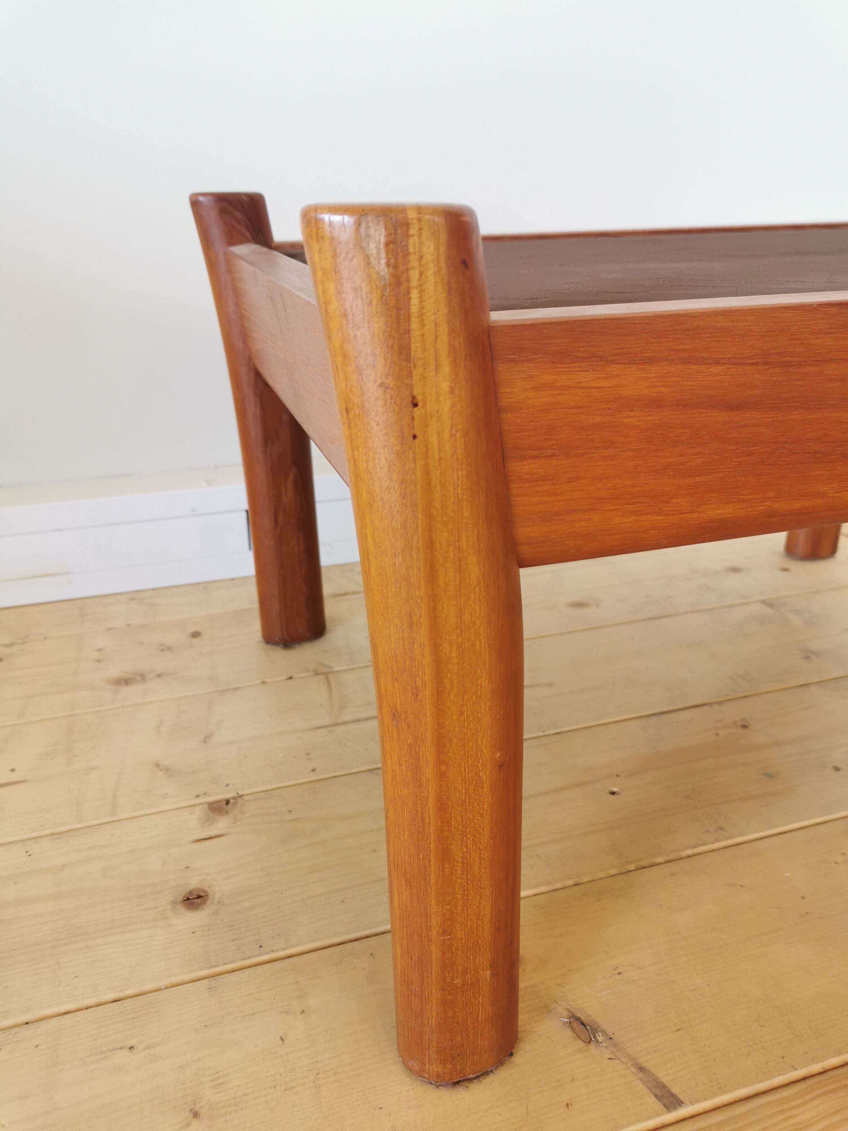 Pair of Dyrlund leather footrest 60s leather