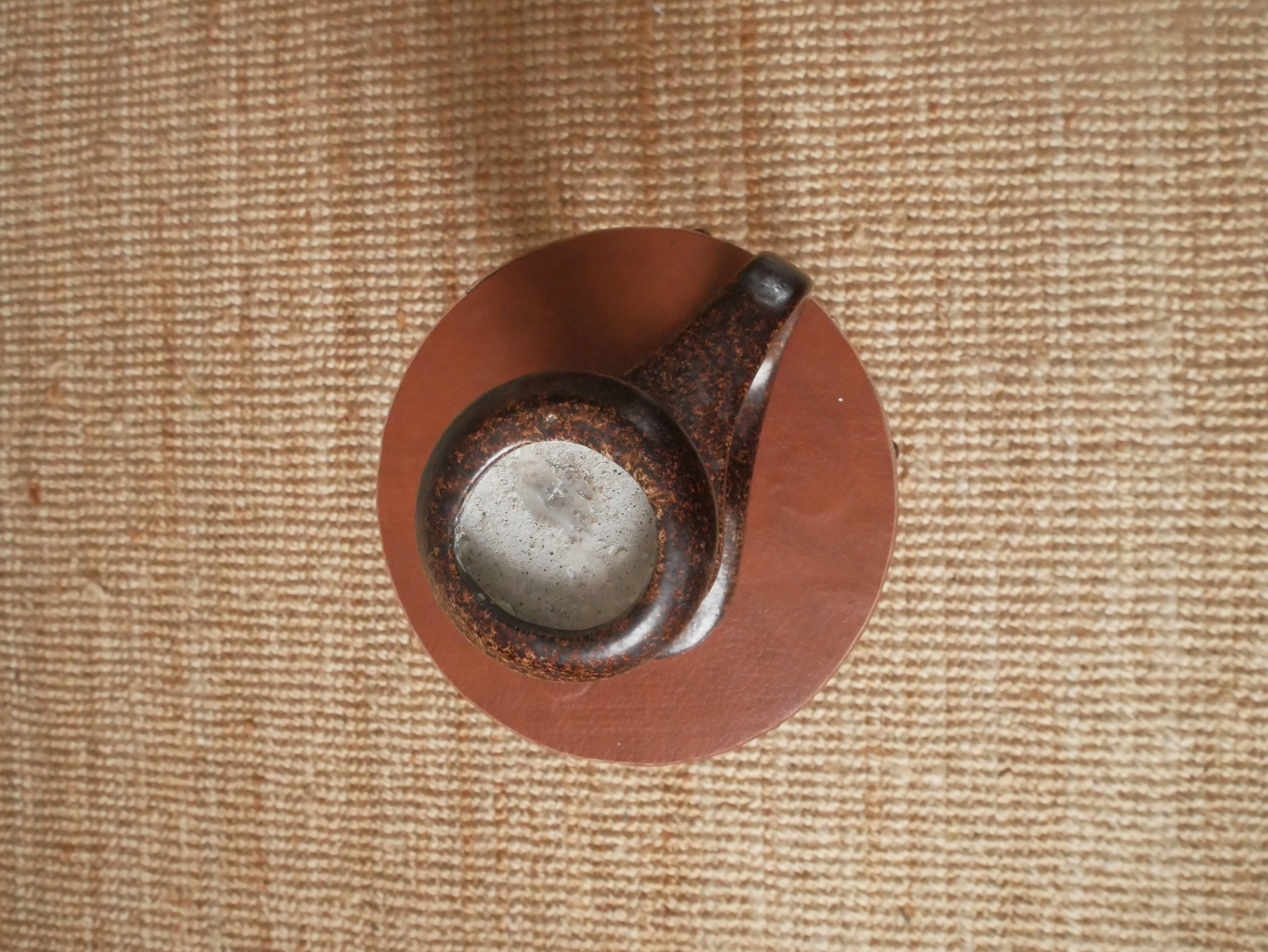 Vintage ceramic hand candle holder handmade pottery Scandinavian country spirit japandi