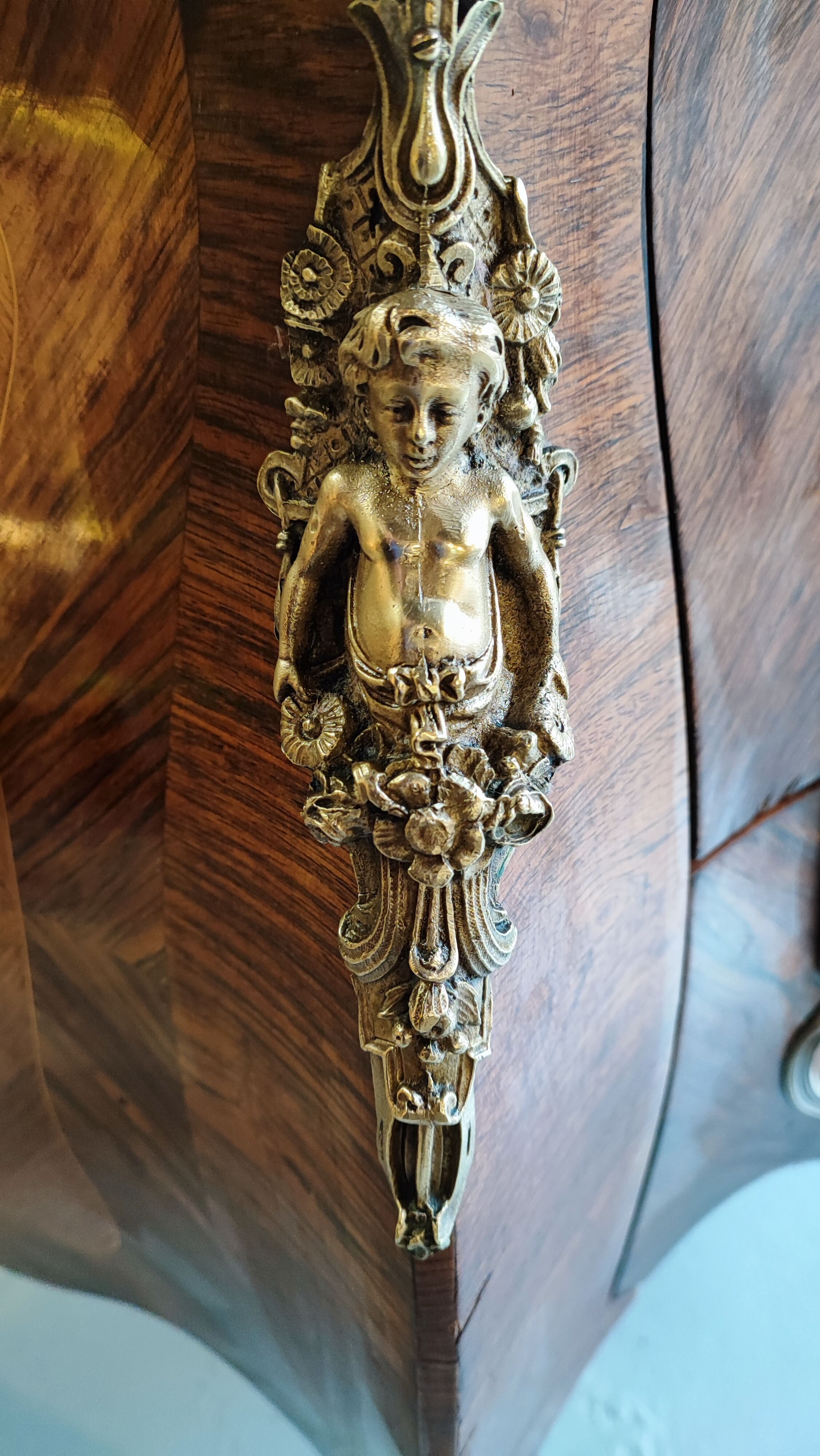 Louis XV dresser curved brown marble and bronze 1900