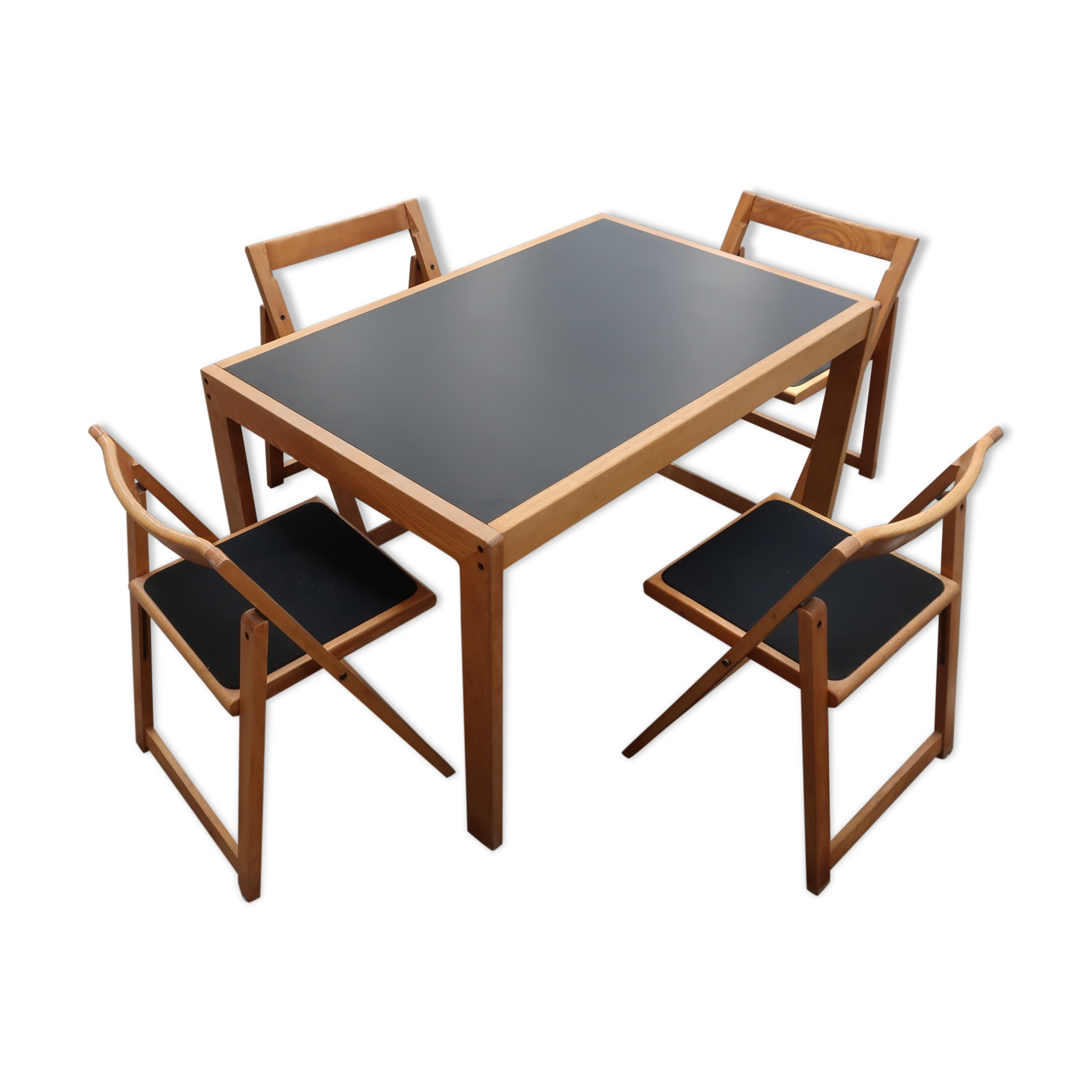 Dining table set and 4 chairs 80s
