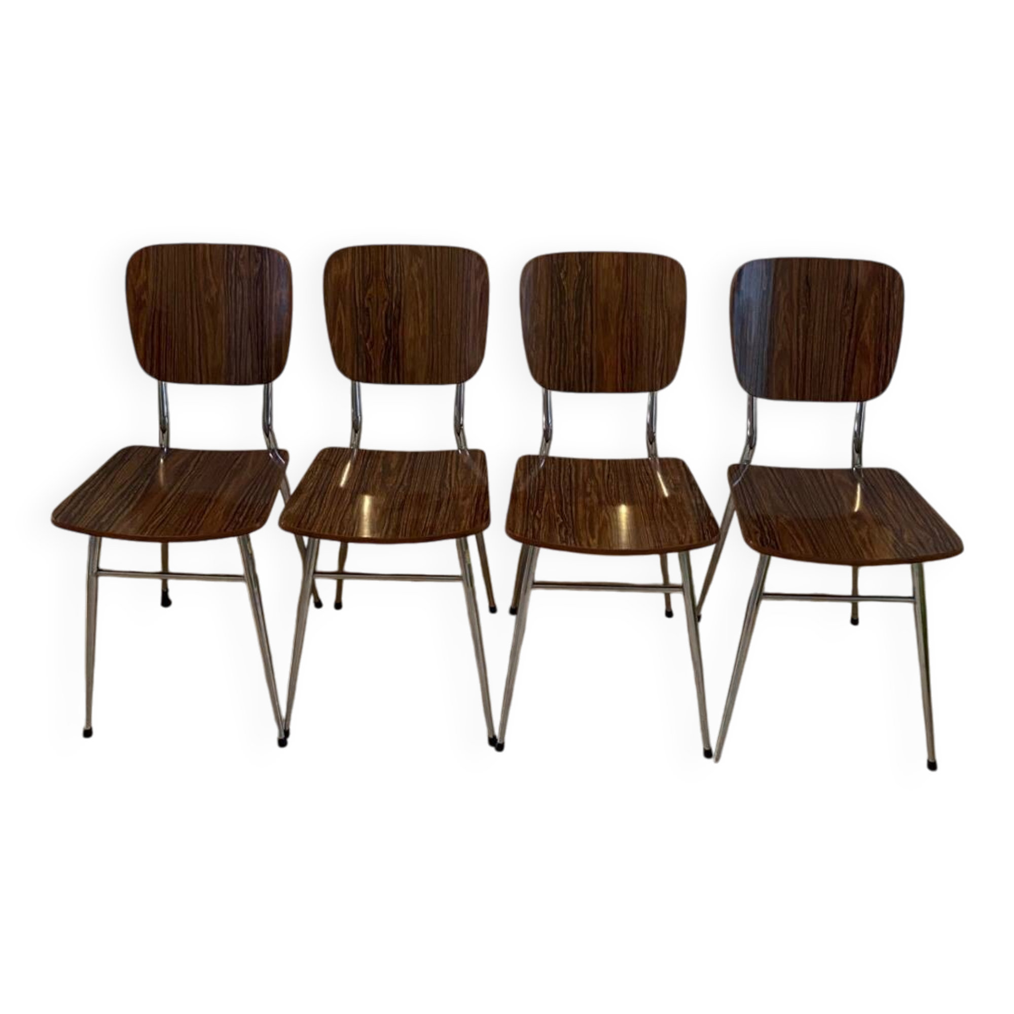 Set of 4 brown Formica chairs