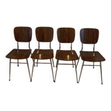 Set of 4 brown Formica chairs