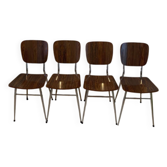 Set of 4 brown Formica chairs