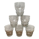 Set of 6 engraved glass water glasses