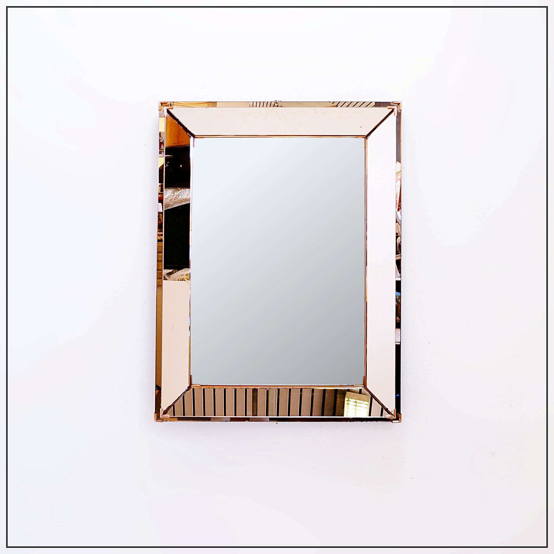 Rectangular mirror with pink parclose attributed to Jacques Adnet - circa 1940