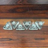 6 ice cube candle holders, molded glass