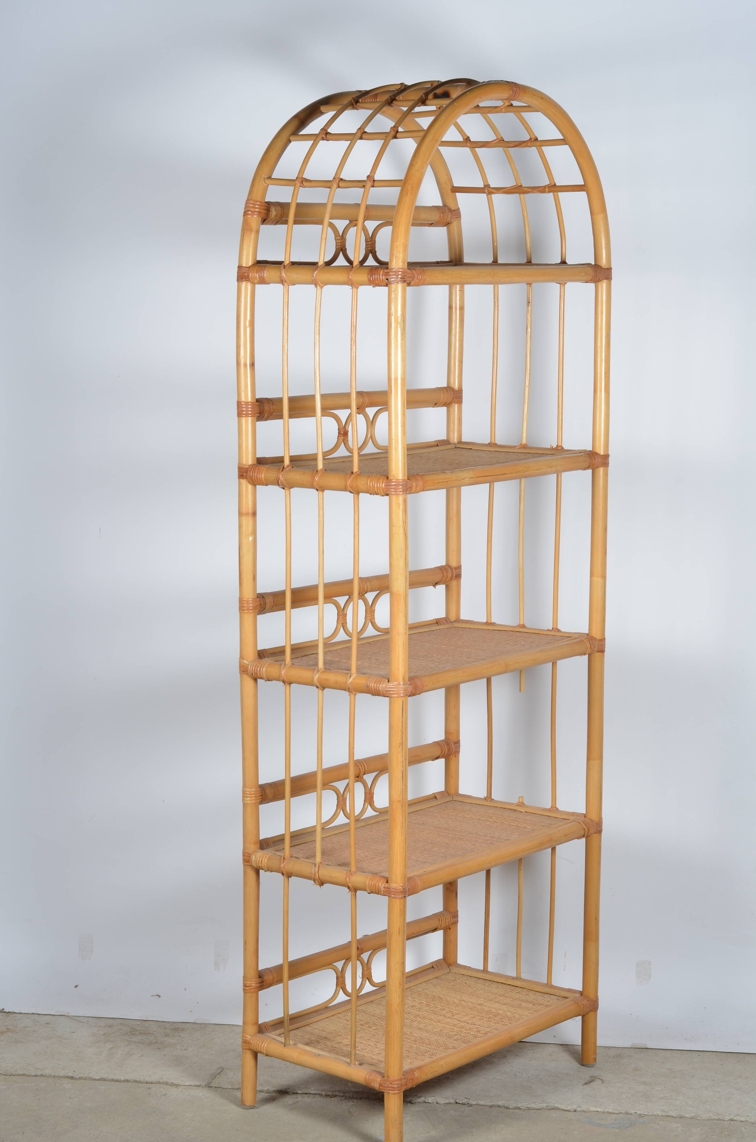 Rattan bookcase-shelves