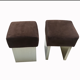 Pair of square seats made of chocolate velvet calf