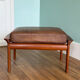 Ottoman tabouret teck et cuir scandinave vintage
