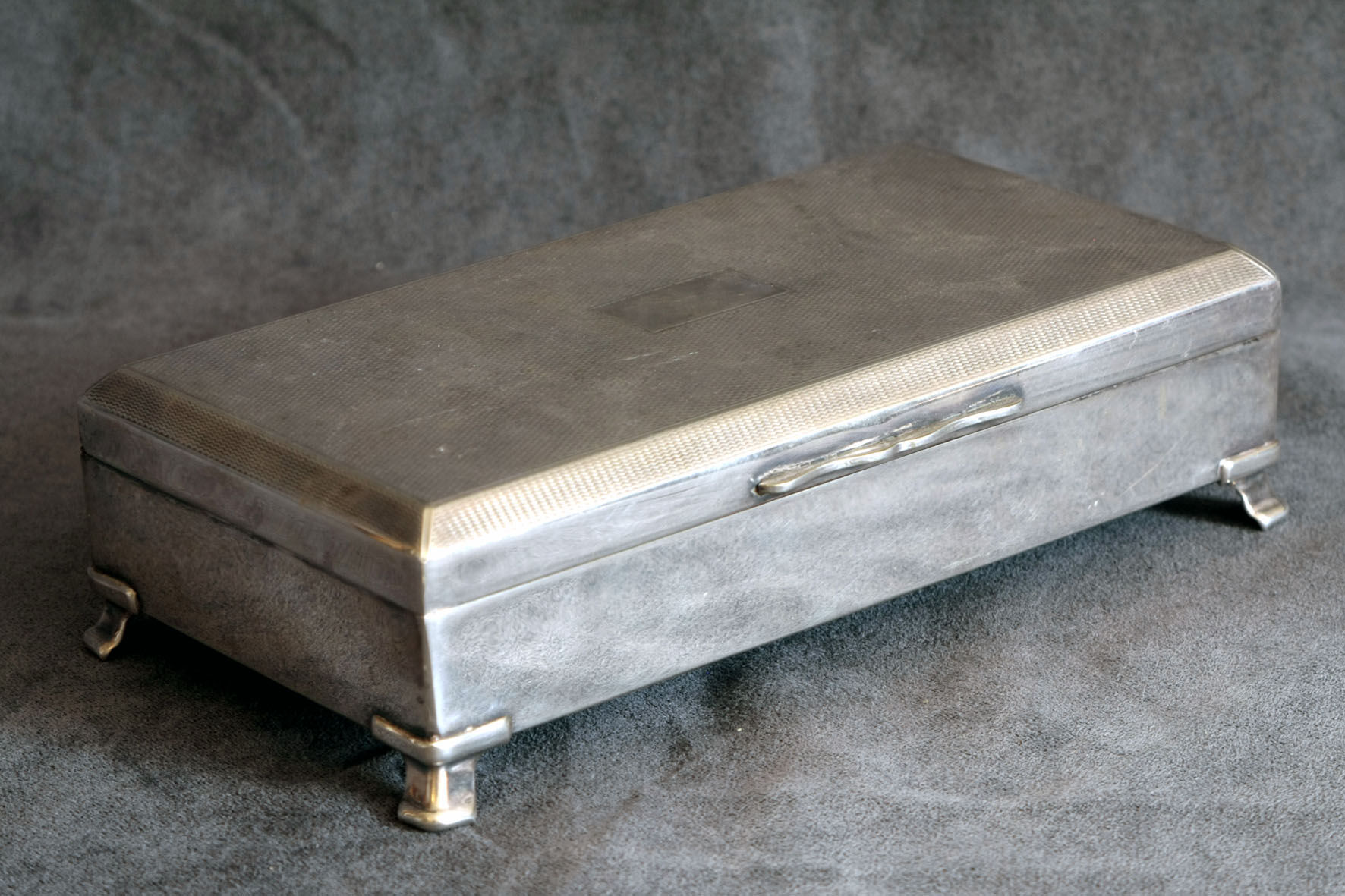 English silver metal card box