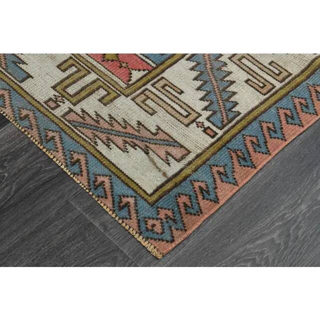 1970s Vintage Turkish Handmade Wool & Cotton Pink Area Rug 155x209
