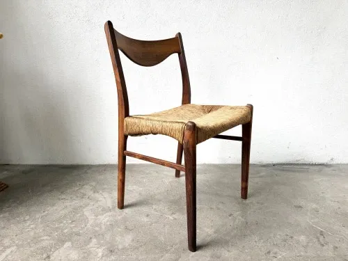 GS60 chair in exotic wood and straw, Arne Wahl Iversen, 1960s