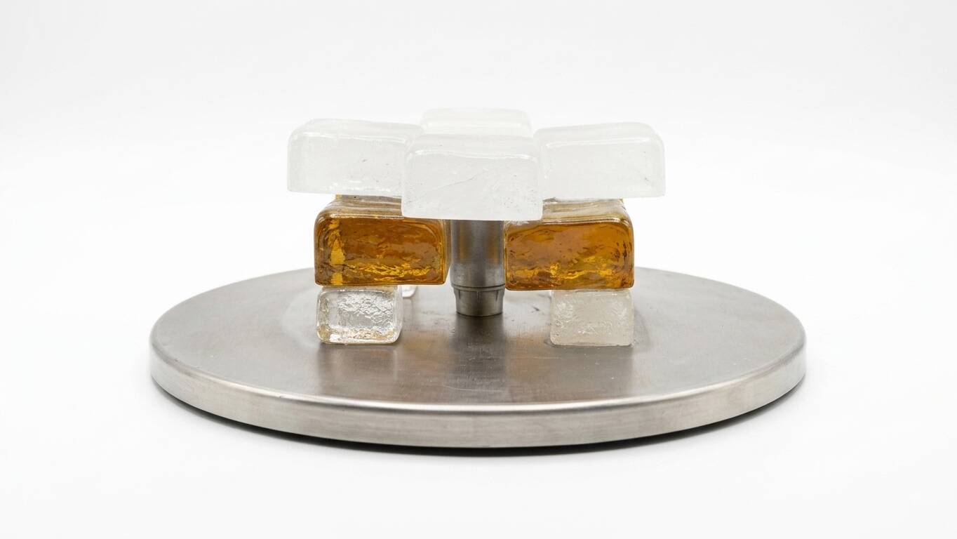 Set of 3 modernist glass ice appliques from Murano Poliarte 1970.