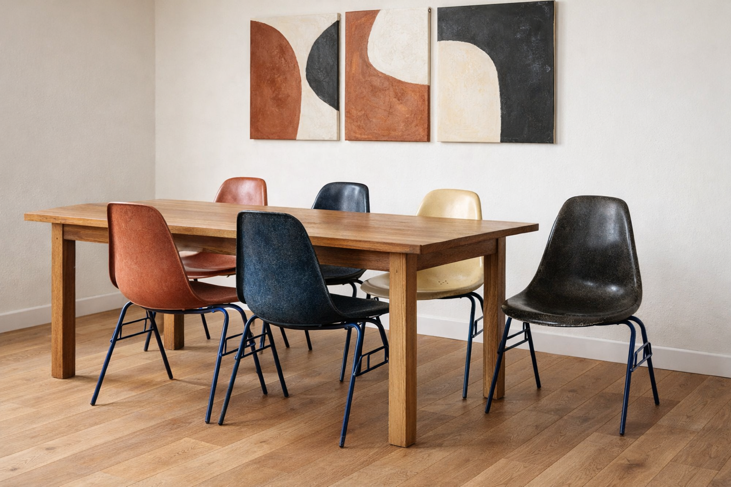 Lot of 4 Eames DSS chairs in fibre H Miller