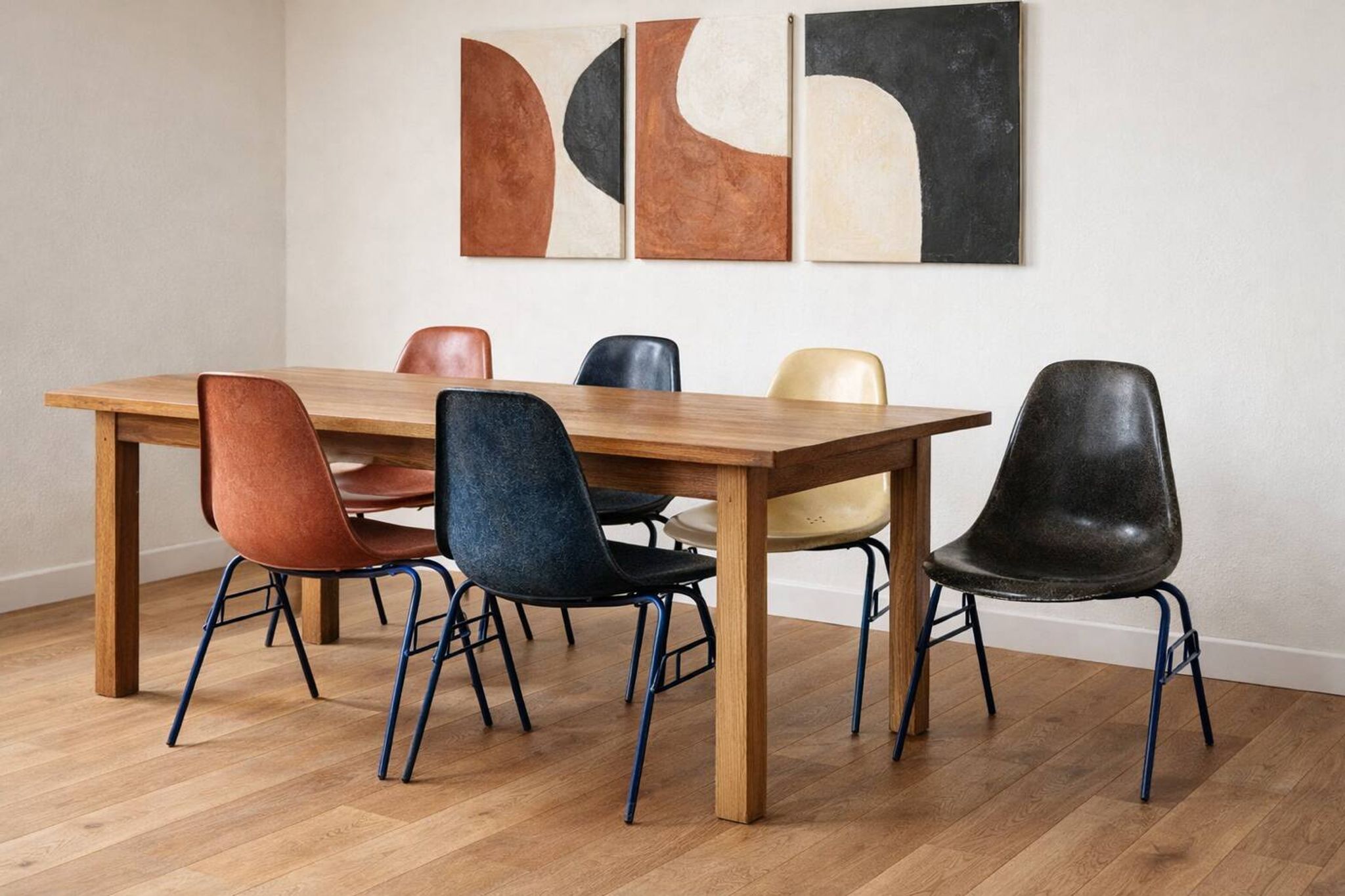 Lot of 4 Eames DSS chairs in fibre H Miller