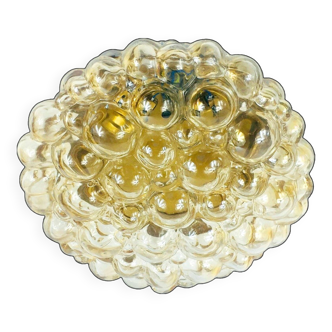 Large Amber Bubble Glass Ceiling Light/Flush Mount by Helena Tynell for Limburg, Germany, 1960s