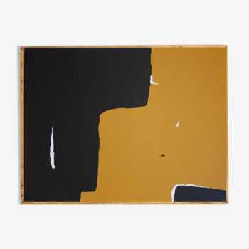 Abstract ochre and black painting