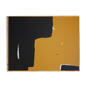 Abstract ochre and black painting